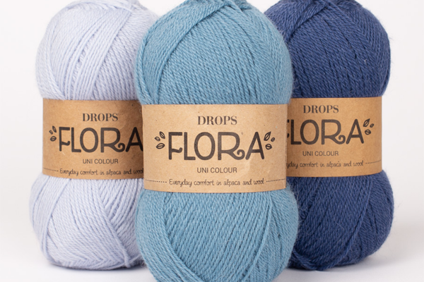 DROPS Flora yarn made from wool and alpaca blend, lightweight yarn for sweaters and colorwork