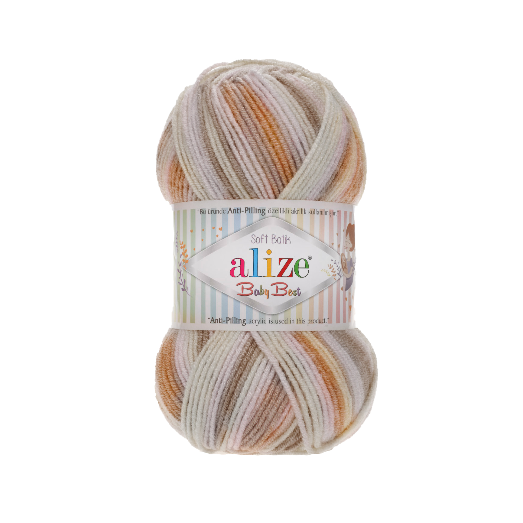 couleur unie 6655 Alize Baby Best Batik Lot de 5 pelotes de laine à tricoter anti-bouloches pour bébé 