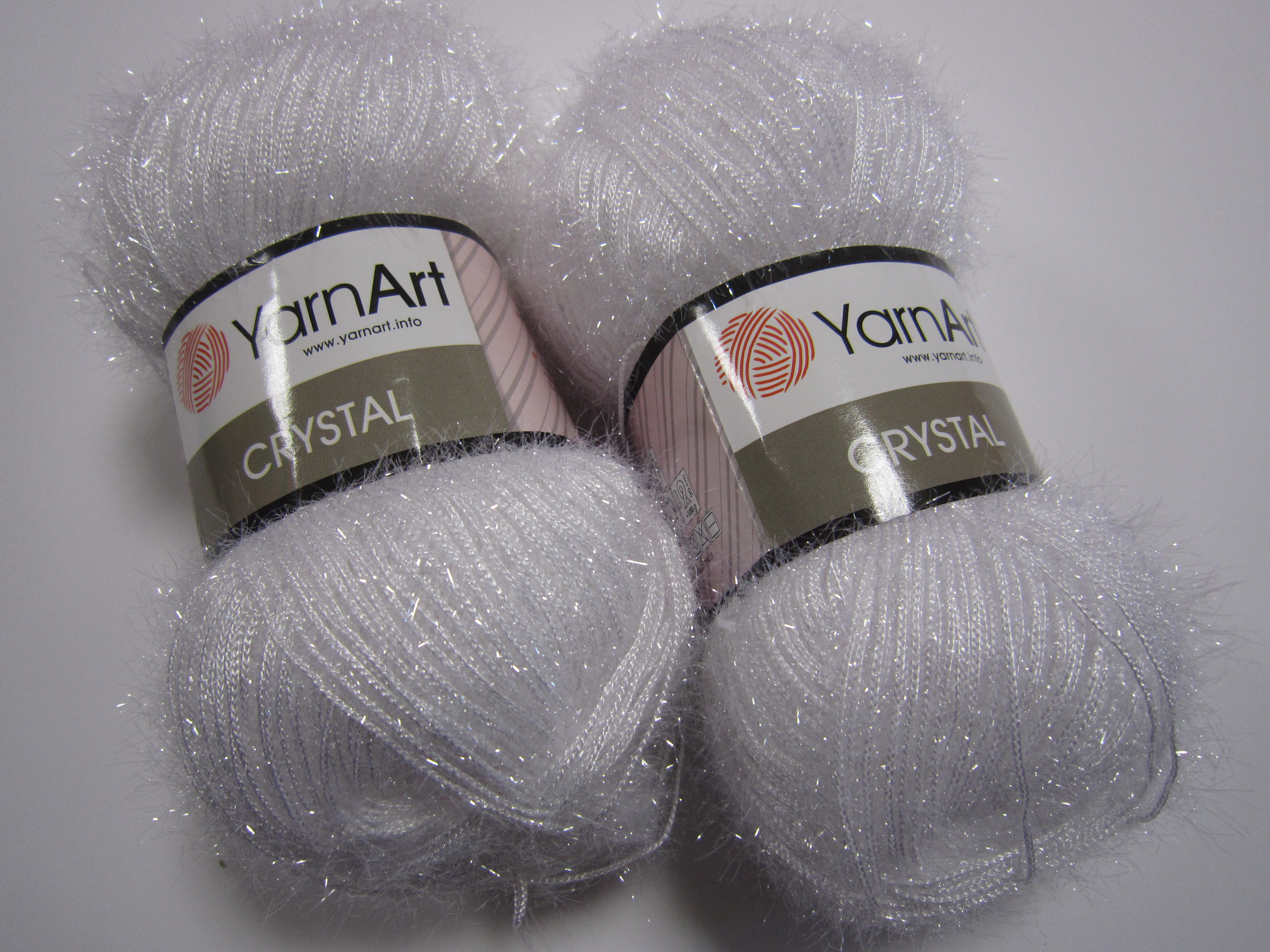 YarnArt Crystal fuzzy/sparkly yarn, bright Pink (#659), lot of 2, (240 yds  ea)