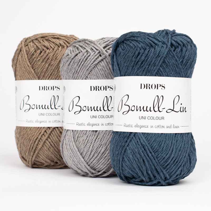 DROPS Bomull-Linn yarn skeins in various colors cotton and linen blend summer yarn natural fiber