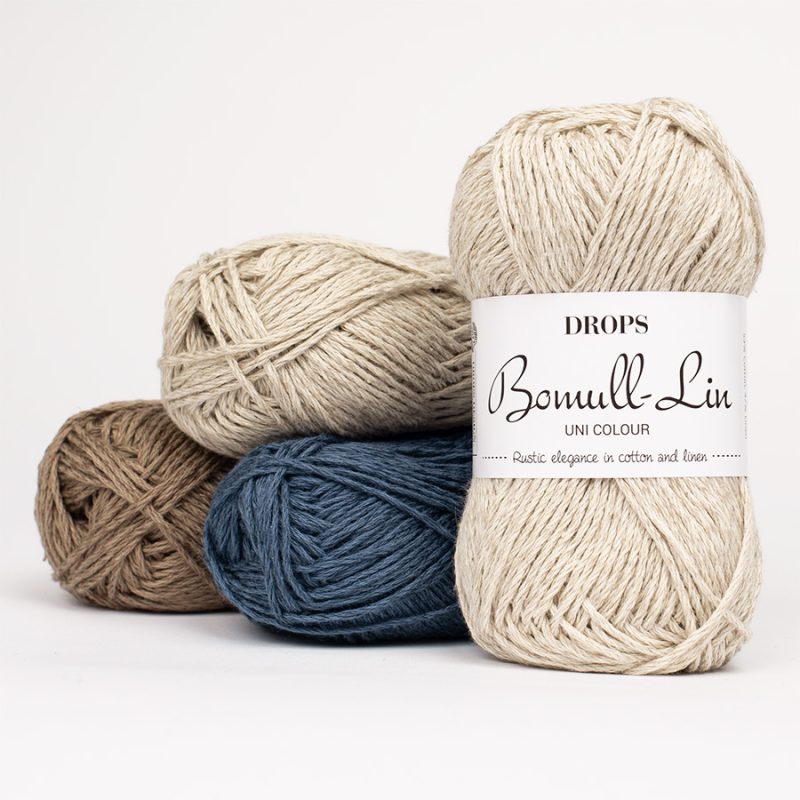 DROPS Bomull-Linn yarn skeins in various colors cotton and linen blend summer yarn natural fiber
