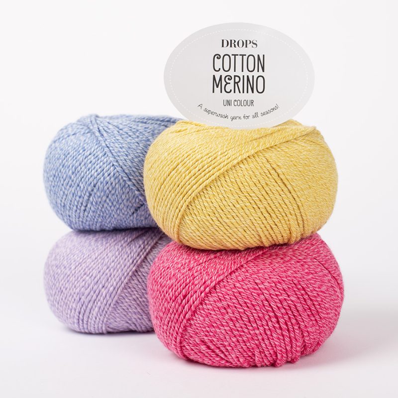 DROPS Cotton Merino yarn skeins in various colors 50% cotton 50% merino wool blend soft baby yarn Oeko-Tex certified