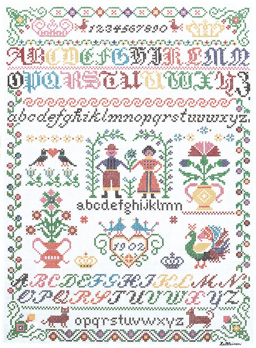 251-363_2118_1200x1200 PUSLĪNA DVIELIS 50*70CM "KREUTZSTICH ABC" - Image 1