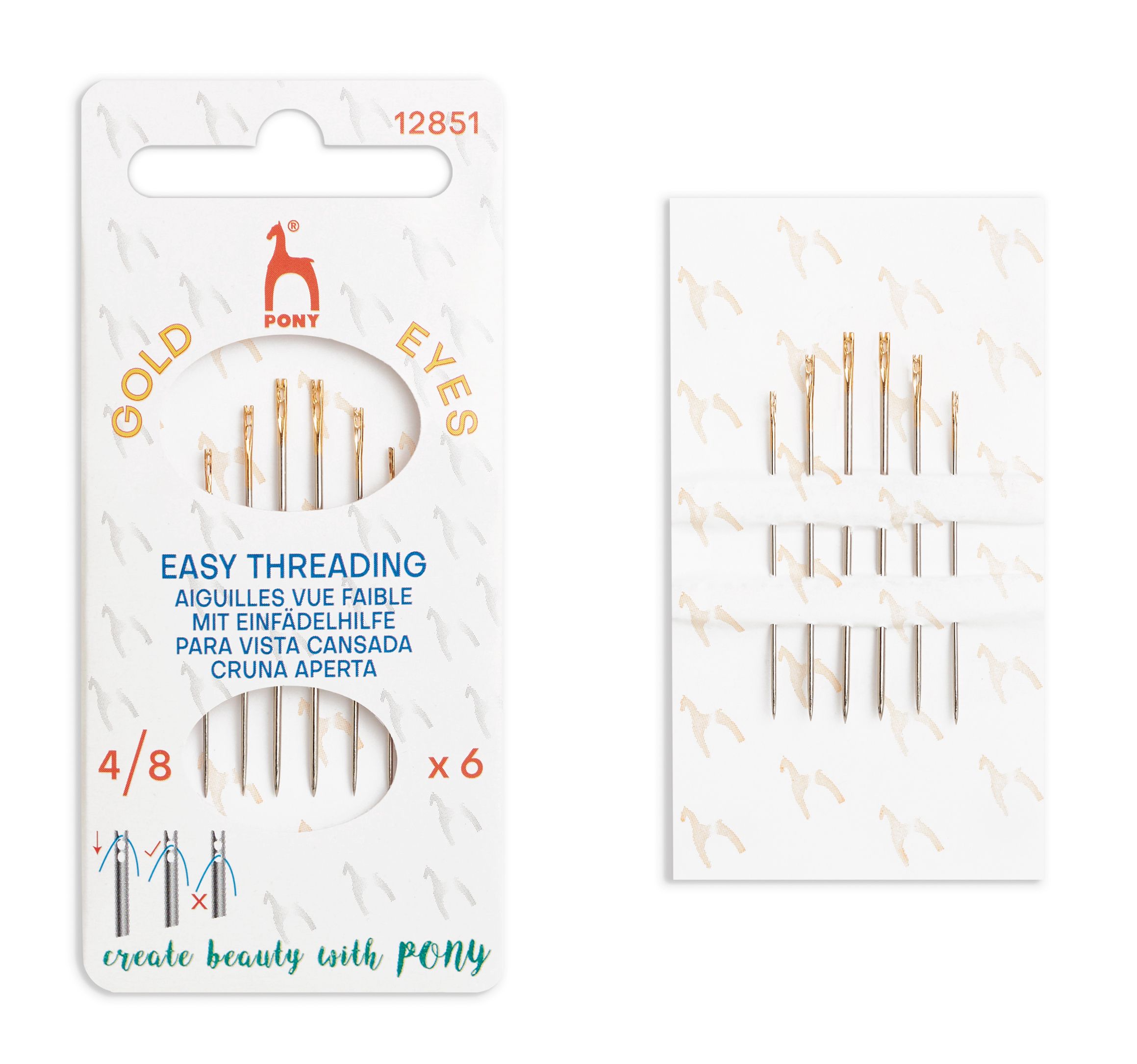 12851 EASY ZELTS PONY GOLD EYE EASY THREADING NEEDLES 4/8 12851 - Image 1