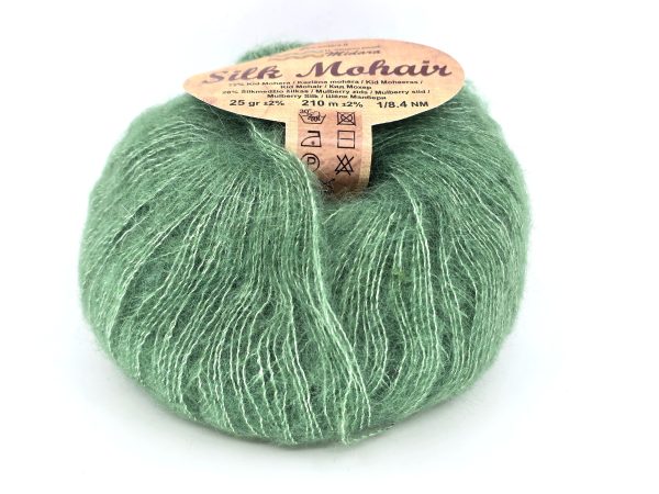 Midara Silk Mohair yarn skein close-up, fluffy kid mohair and mulberry silk blend