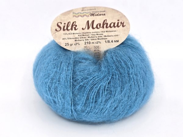 Midara Silk Mohair yarn skein close-up, fluffy kid mohair and mulberry silk blend