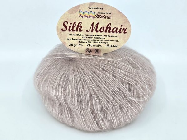 Midara Silk Mohair yarn skein close-up, fluffy kid mohair and mulberry silk blend