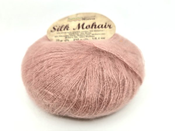 Midara Silk Mohair yarn skein close-up, fluffy kid mohair and mulberry silk blend