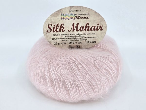 Midara Silk Mohair yarn skein close-up, fluffy kid mohair and mulberry silk blend