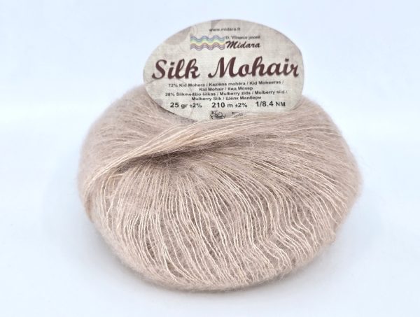 Midara Silk Mohair yarn skein close-up, fluffy kid mohair and mulberry silk blend