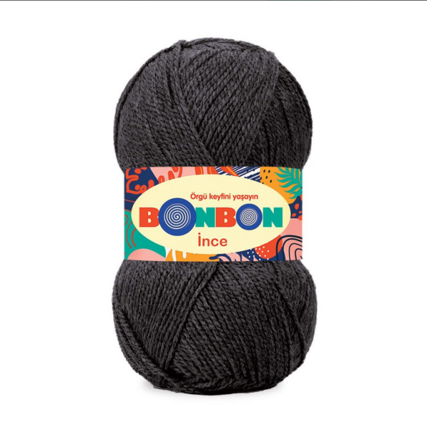 Acrylic yarn Bon Bon in black color Yarnstreet