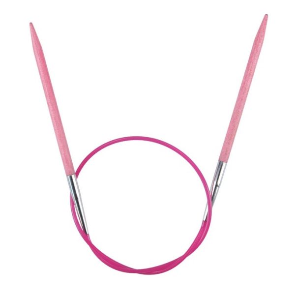 LYKKE Blush circular knitting needles 80cm made from laminated birch wood with flexible cable