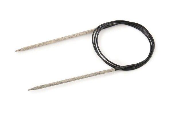 LYKKE Driftwood circular knitting needles 80cm made from laminated birch wood with smooth flexible cable for sweater and shawl knitting
