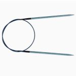 LYKKE Indigo circular knitting needles 80cm made from laminated birch wood with memory-free blue cable