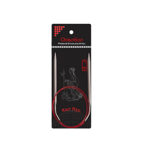 ChiaoGoo RED circular knitting needles 80cm stainless steel with matte finish and smooth cable