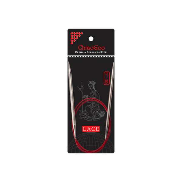 ChiaoGoo RED Lace circular knitting needles 80cm stainless steel with memory-free red cable