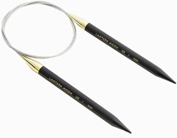 KnitPro Lantern Moon circular knitting needles 80cm with ebony wood tips and gold connector