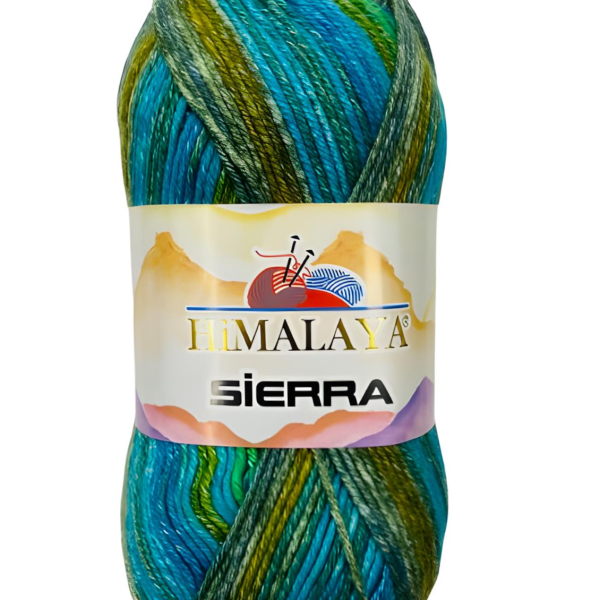 Himalaya Sierra cotton acrylic yarn skein, soft breathable gradient yarn with color changing design for knitting and crochet garments, COLOR 20712