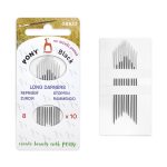 Pony Black Long Darners Needles size 8 nickel free sewing needles