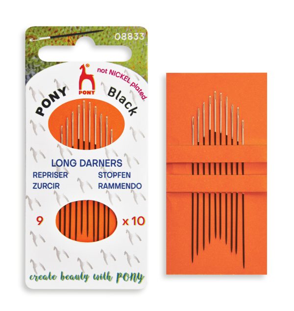 Pony Black Long Darners Needles size 9 nickel free sewing needles
