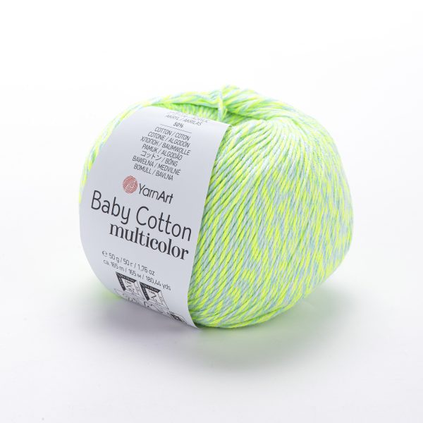 YarnArt Baby Cotton Multicolor 4 ply cotton acrylic yarn cake 165m, perfect amigurumi yarn and summer yarn