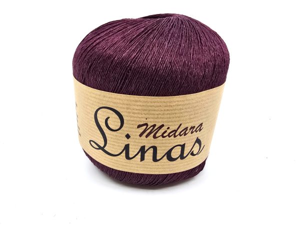Midara Linas linen yarn skein, 100% linen lace yarn for summer knitting and crochet, color 854