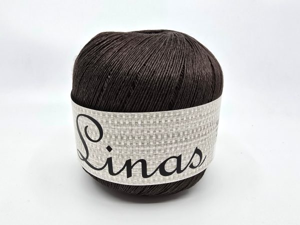 Midara Linas linen yarn skein, 100% linen lace yarn for summer knitting and crochet, color 990 dark brown
